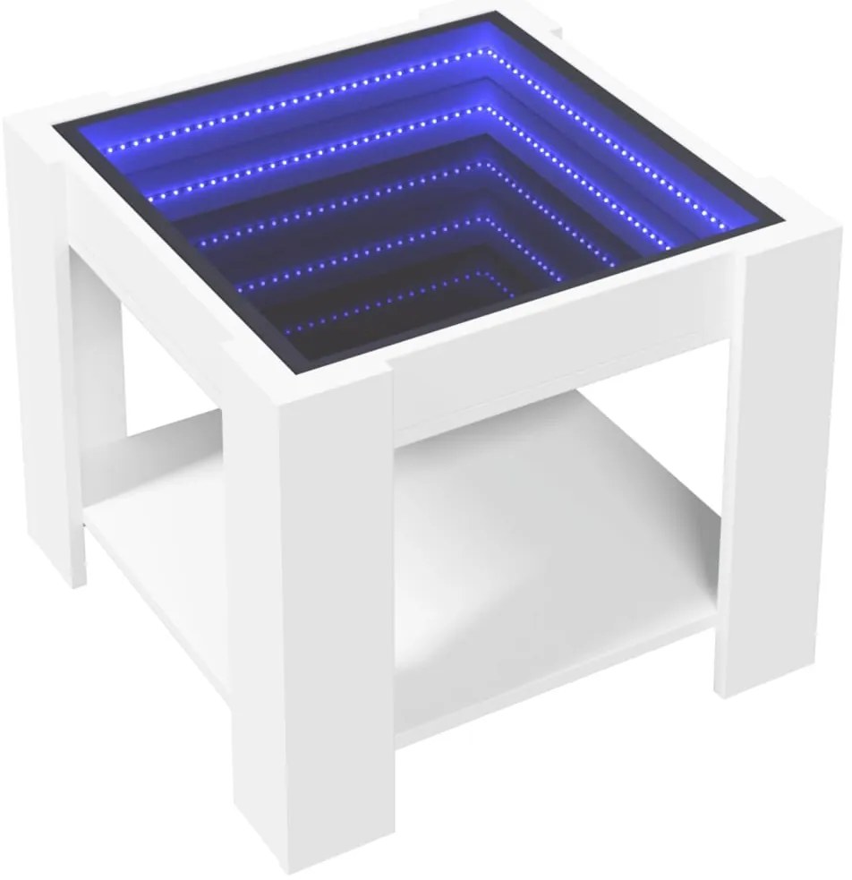 Mesa de centro c/ LEDs 53x53x45 cm derivados de madeira branco