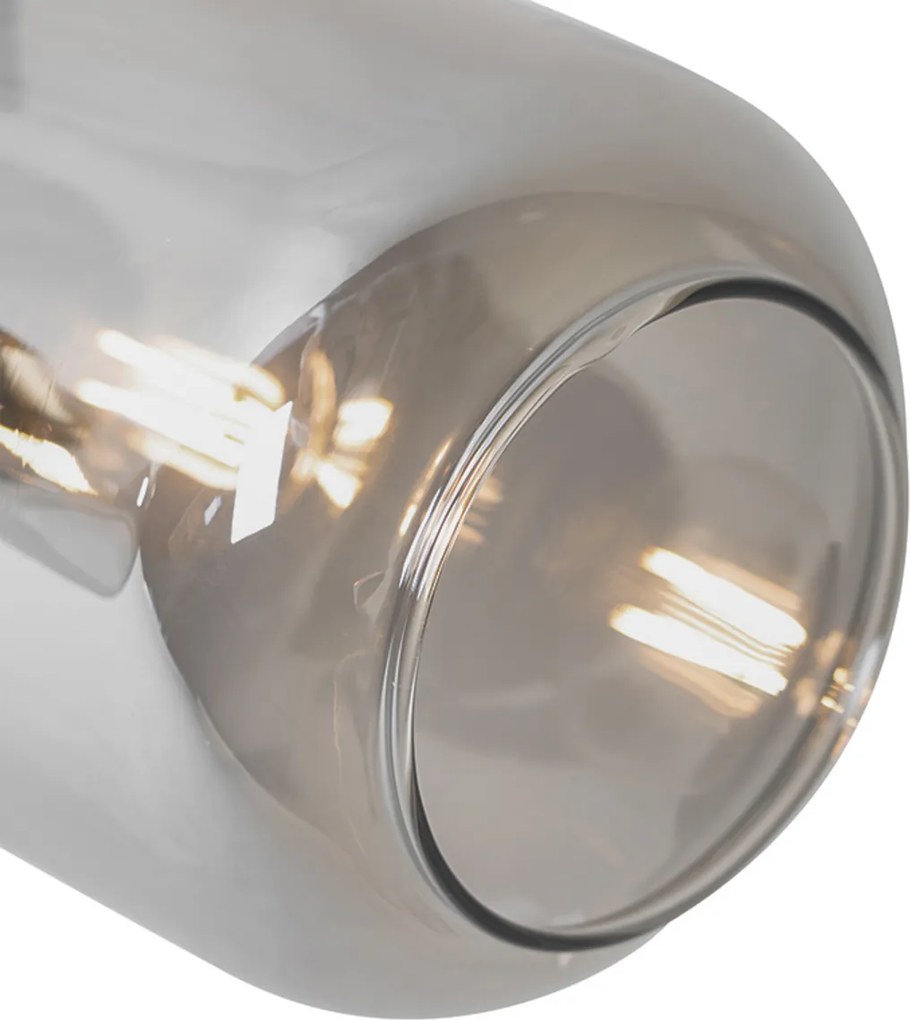 Foco de teto preto com dourado e vidro fumê 2 luzes - Zuzanna