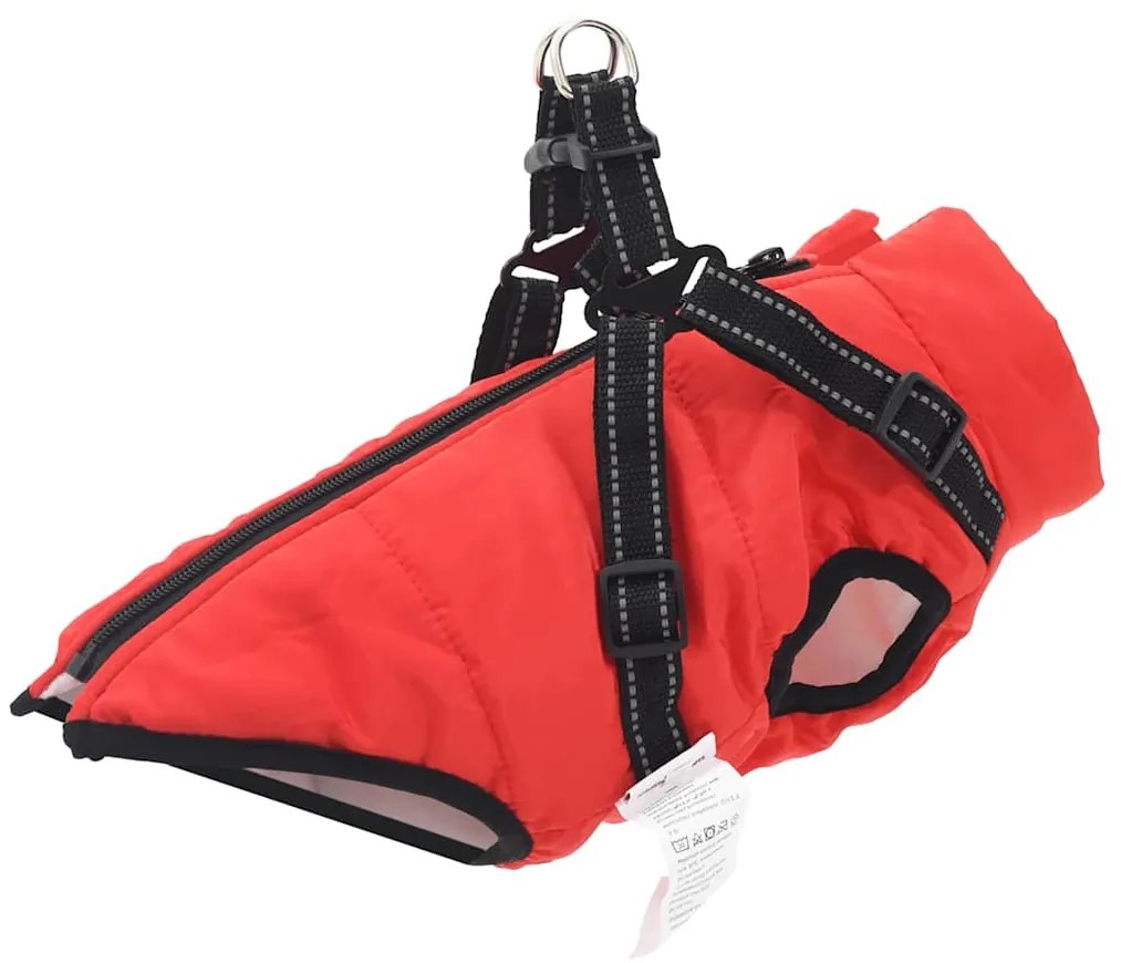 vidaXL Casaco para Cães com arnês Vermelho 2XL Velo e Poliéster