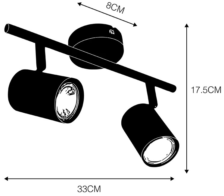 LED Foco inteligente preto inclinável com 2 GU10 WiFi - Jeana Moderno