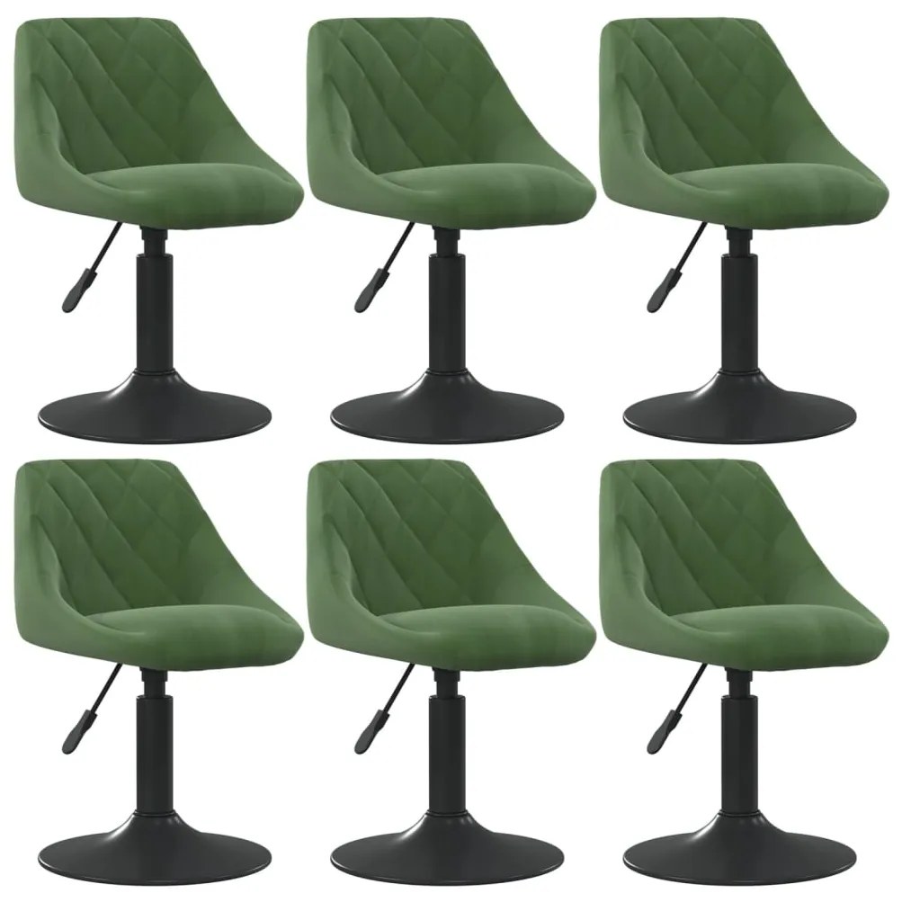 Cadeiras de jantar giratórias 6 pcs veludo verde-escuro