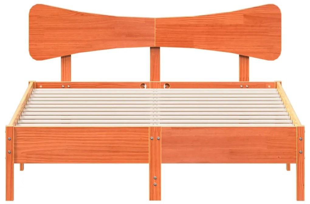 Cama sem colchão 120x190 cm madeira pinho maciça castanho-mel