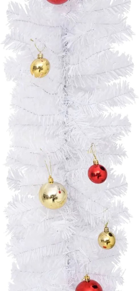 Grinalda de Natal decorada com enfeites 10 m branco