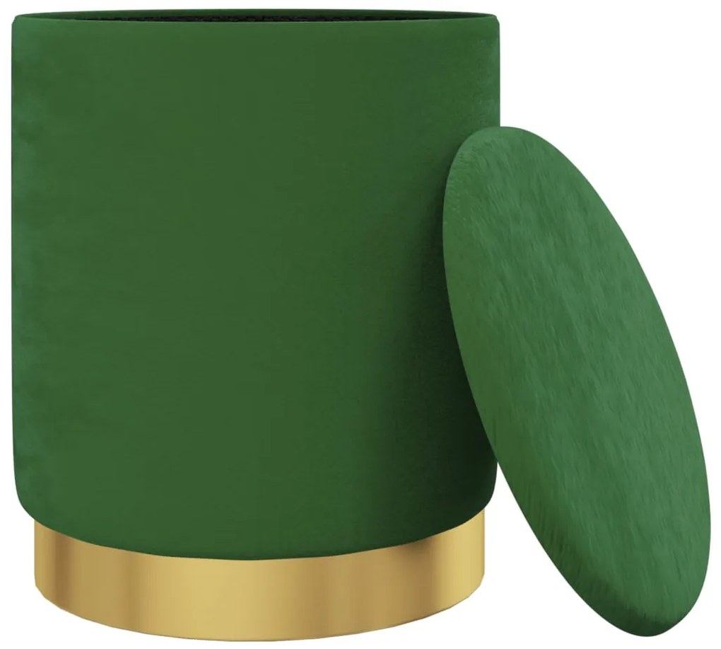 Pufe com arrumação redondo veludo 31 x 37 cm verde