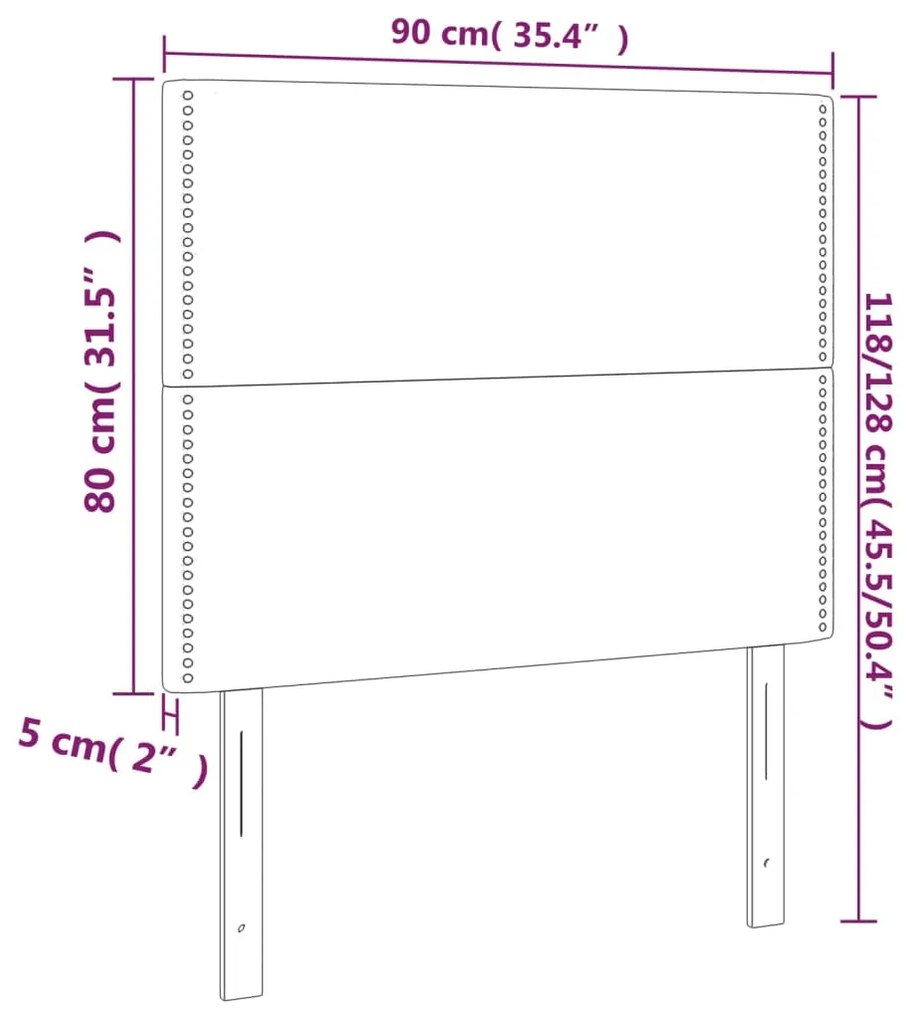 Cabeceira de cama 2 pcs tecido 90x5x78/88 cm cinzento-claro