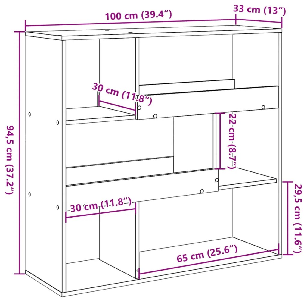 Estante/divisória 100x33x94,5 cm branco