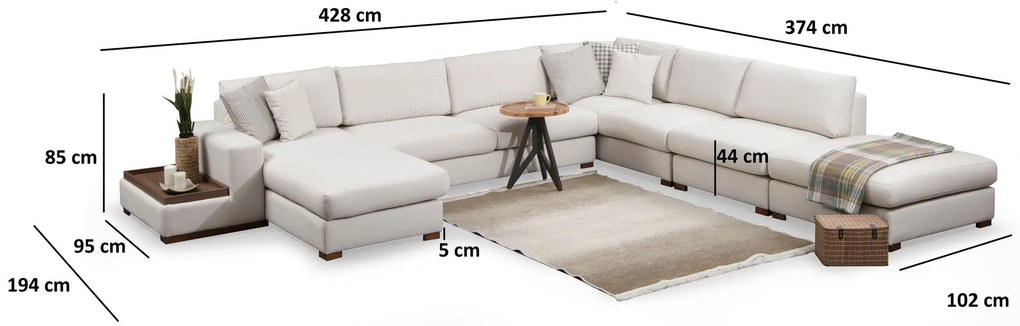 Sofá de Canto Loop - Branco - 374 x 428 x 85 cm