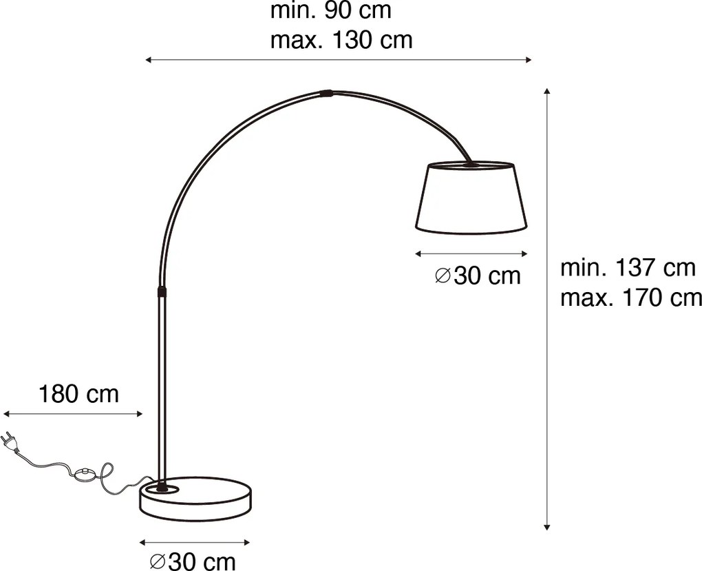 Candeeiro de arco inteligente moderno preto incl. Wifi A60 - Arc Basic