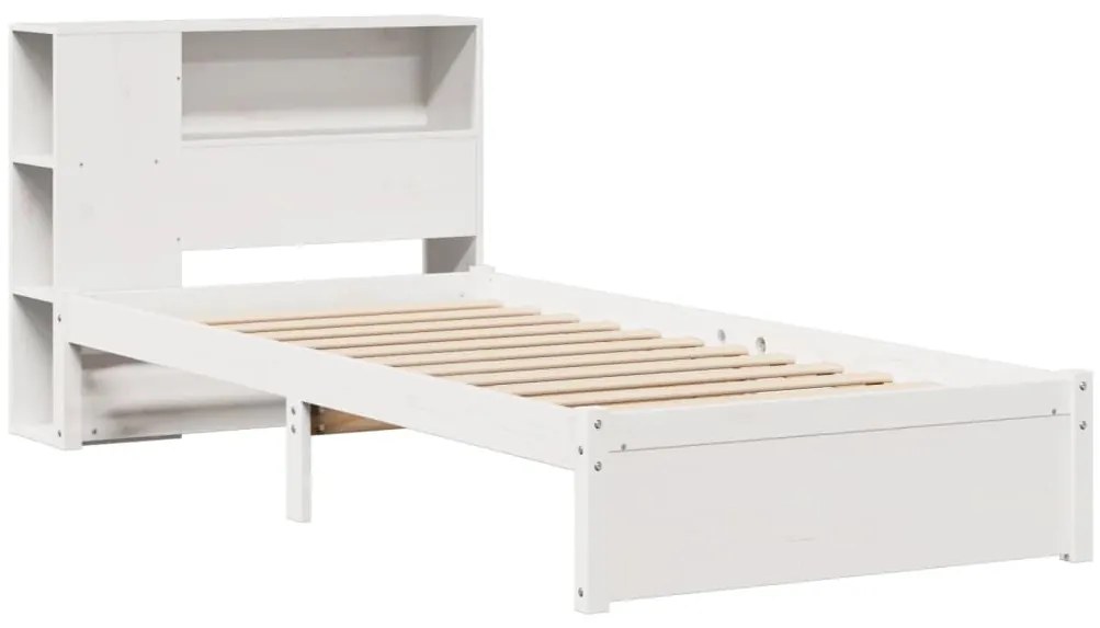 Cama com estante sem colchão 90x190 cm pinho maciço branco