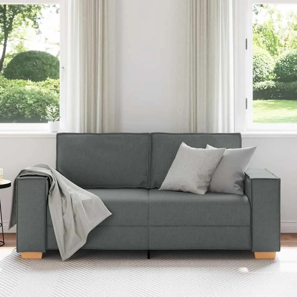 Sofá de 2 lugares cinza escuro 140 cm tecido