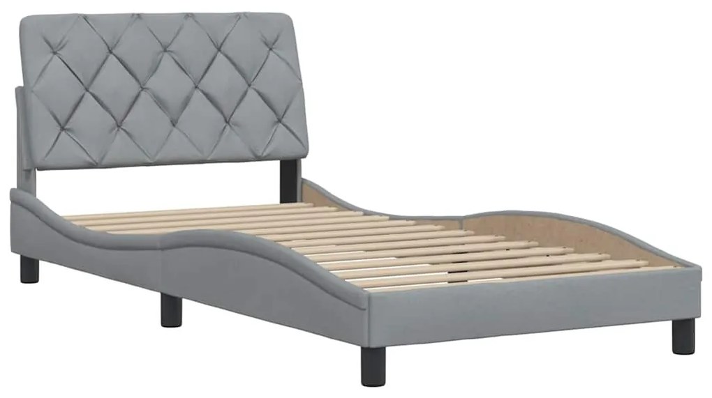 Estrutura de cama sem colchão 100x200 cm tecido cinzento-claro