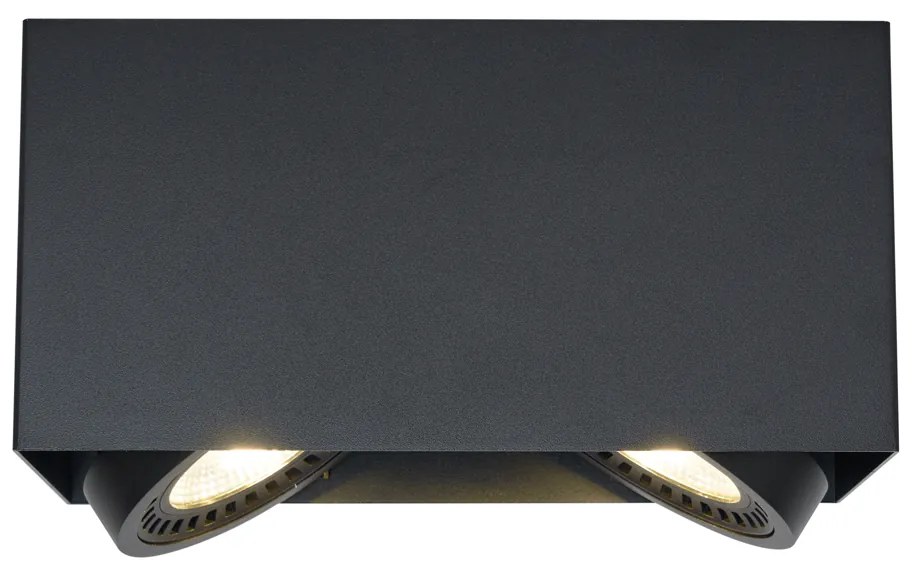 Foco de superfície moderno preto com LED regulável de 2 luzes - Dionysos Moderno