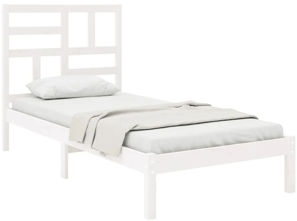 Estrutura cama pequena solteiro 75x190 cm madeira maciça branco