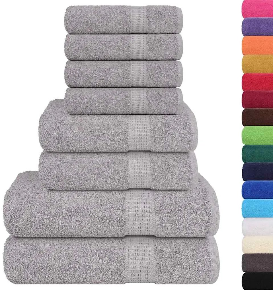 8pcs Conjunto toalhas banho 360 gsm 100% algodão cinza