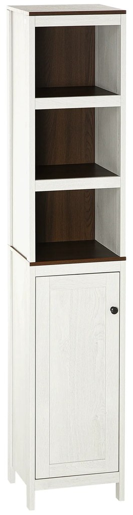 Kleankin Coluna Casa Banho 3 Prateleiras Abertas 2 Ajustáveis Design Moderno Funcional 32x30x161cm Branco Envelhecido Madeira | Aosom Portugal