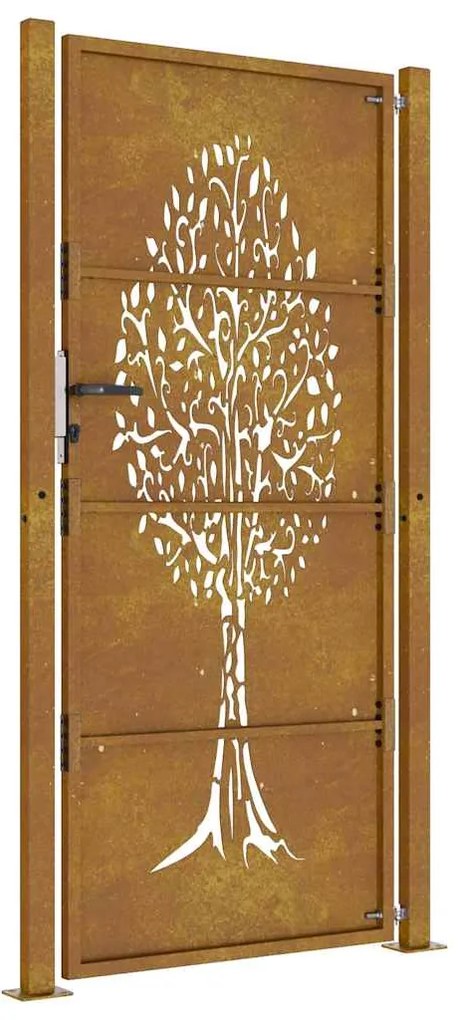 Portão de jardim 105x205 cm aço corten design árvore