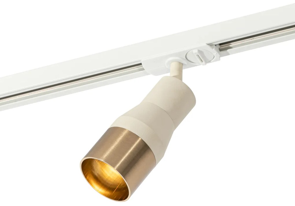 Foco moderno bege com dourado para sistema de trilhos monofásico GU10 50mm - Iconic Kohua