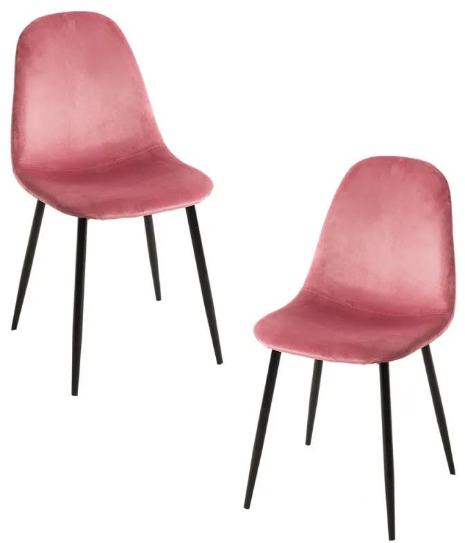 Pack 2 Cadeiras Teok Black Veludo - Rosa