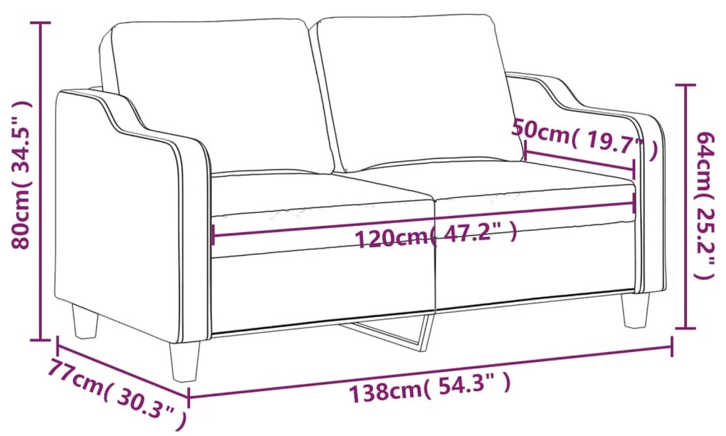 Sofá Bianca - De 2 Lugares - Em Tecido - Cor Creme - 138x77x80 cm - As