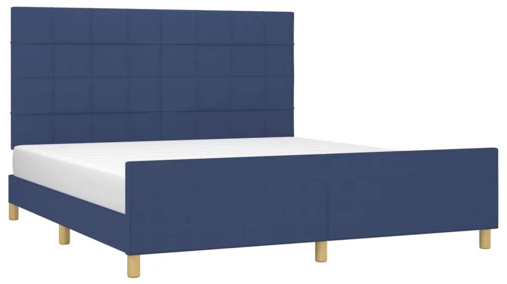 Estrutura de cama sem colchão 160x200 cm tecido azul