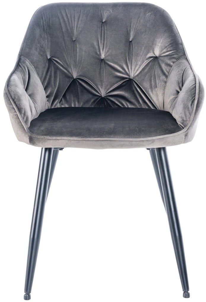 Conjunto de 2 cadeiras de sala de jantar Cassis com estofo em veludo 56 x 81 x 58 cm Cinzento