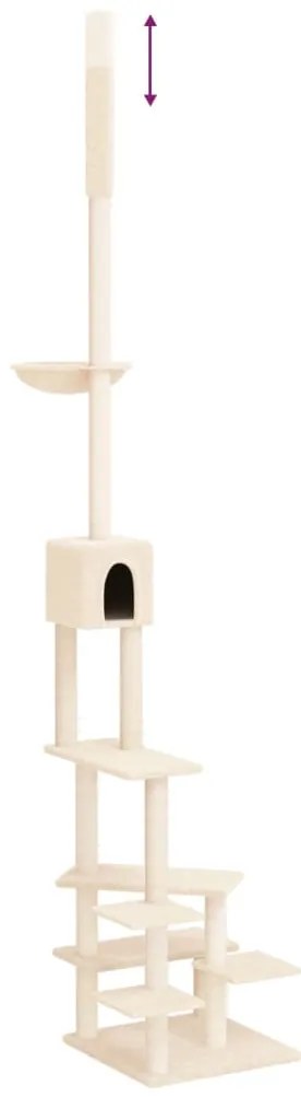 Árvore p/ gatos altura ajustável chão-teto 268,5-294,5 cm creme