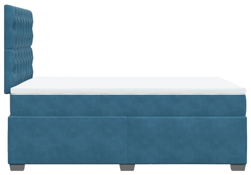 Cama boxspring com colchão 120x190 cm veludo azul