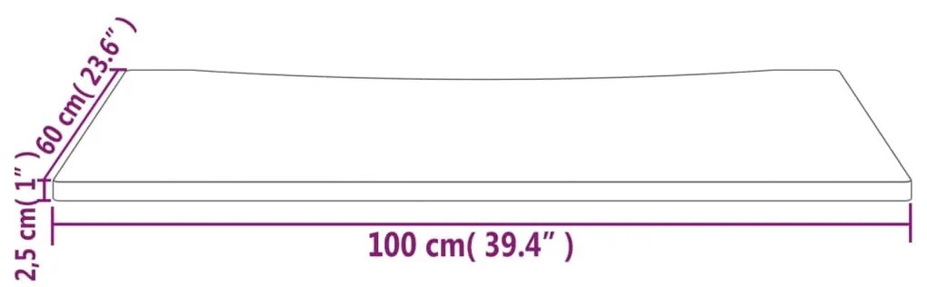 Tampo de secretária 100x60x2,5 cm pinho maciço branco