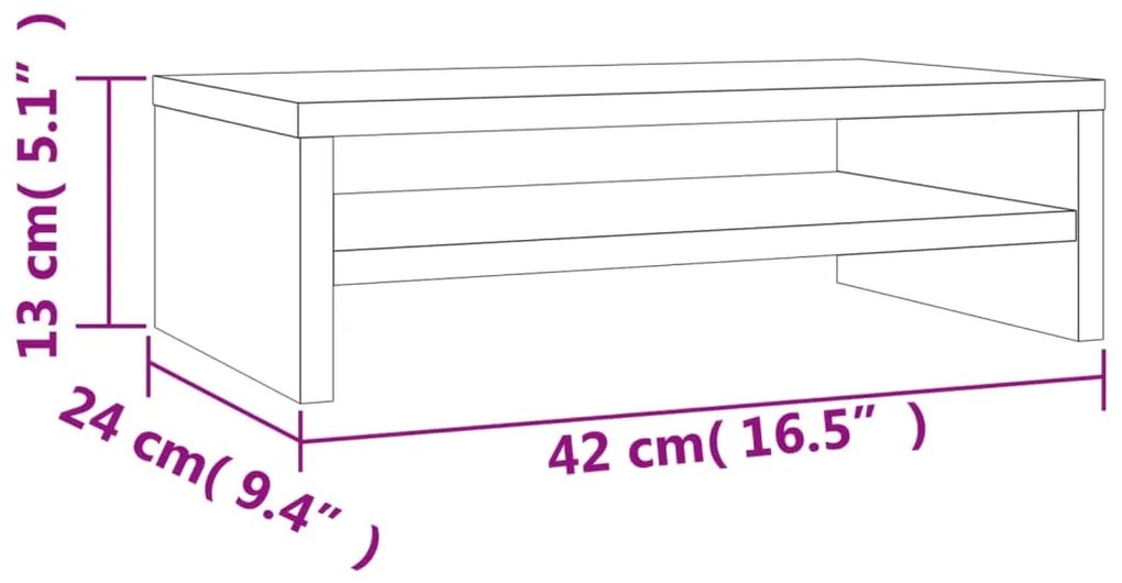 Suporte monitor 42x24x13 cm derivados madeira carvalho castanho