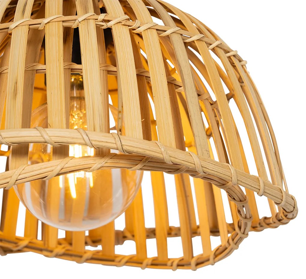 Candeeiro de suspensão oriental preto com bambu natural 30 cm - Pua Oriental