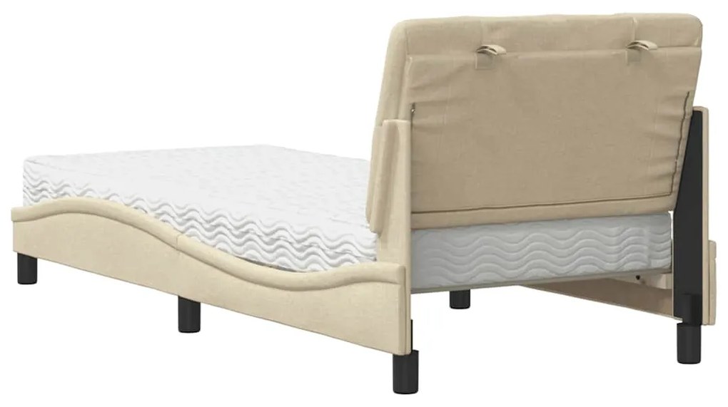 Cama com colchão 90x200 cm tecido cor creme