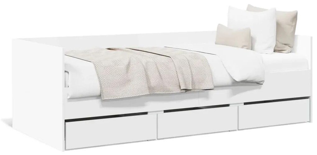 Sofá-cama c/ gavetas 100x200 cm derivados de madeira branco