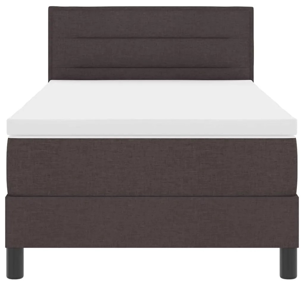 Cama Box com Colchão &amp; LED Marrom Escuro 80x200 cm Tecido