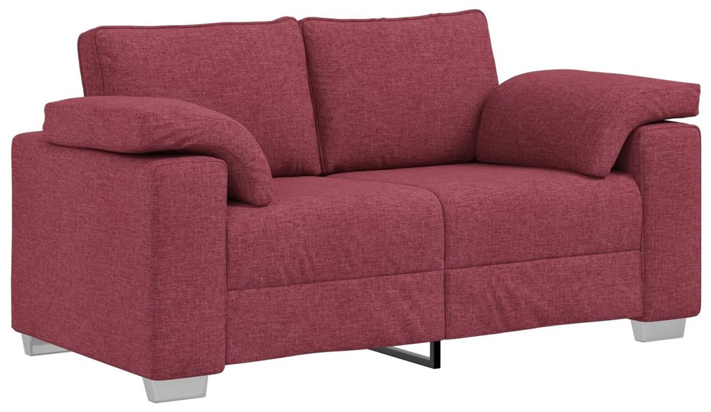Conjunto de Sofá de 3 Peças com Almofadas Vermelhas Vinho