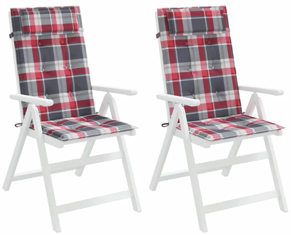 Almofadões p/ cadeira encosto alto 2 pcs oxford xadrez vermelho