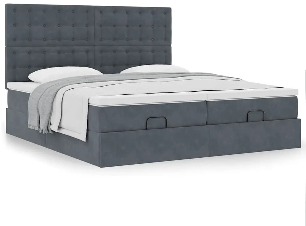 Estrutura cama otomana colchões 180x200 cm cinzento escuro
