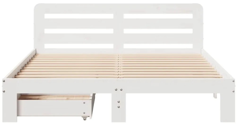 Cama sem colchão 160x200 cm madeira de pinho maciça branco