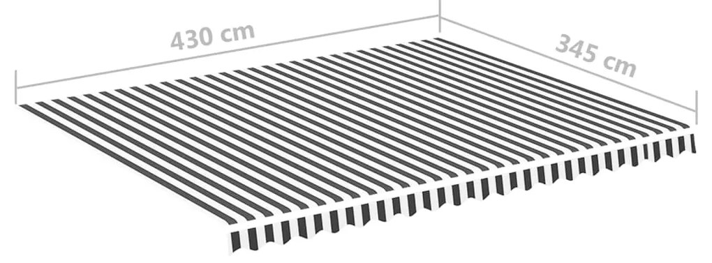 Tecido de substituição para toldo 4,5x3,5 m antracite e branco