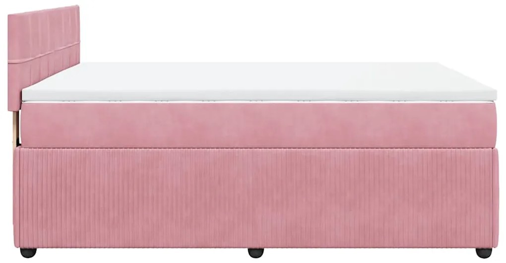 Cama com molas/colchão 140x200 cm veludo rosa