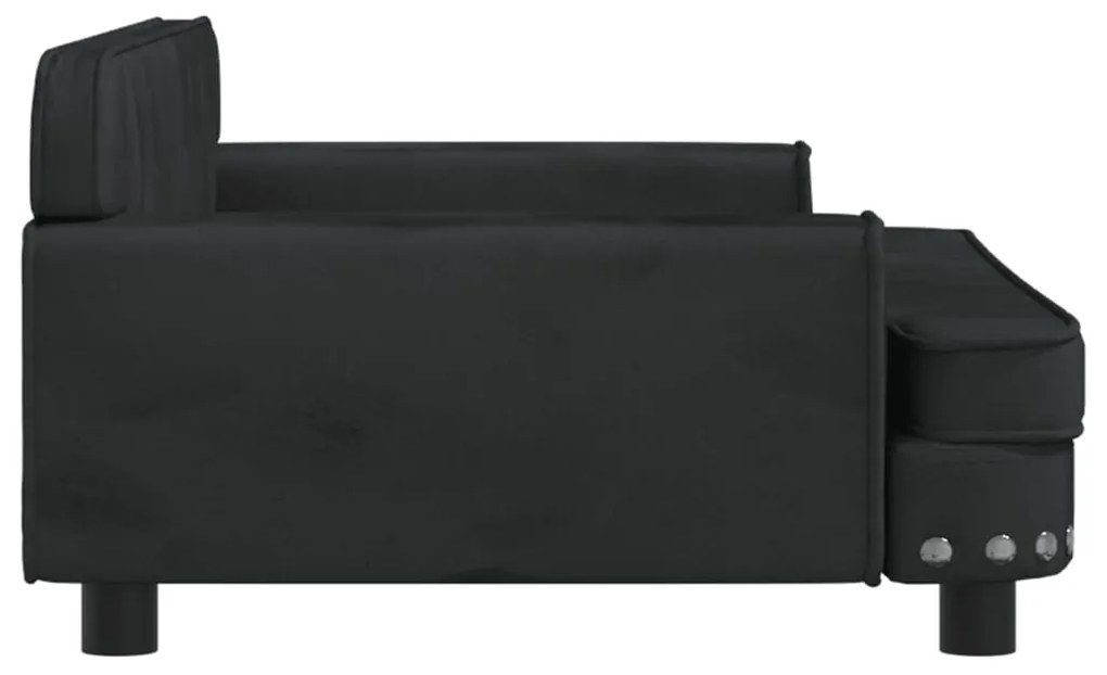 Sofá infantil 90x53x30 cm veludo preto