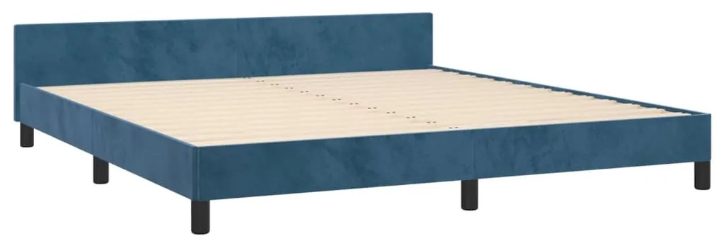 Estrutura de cama c/ cabeceira 180x200 cm veludo azul-escuro