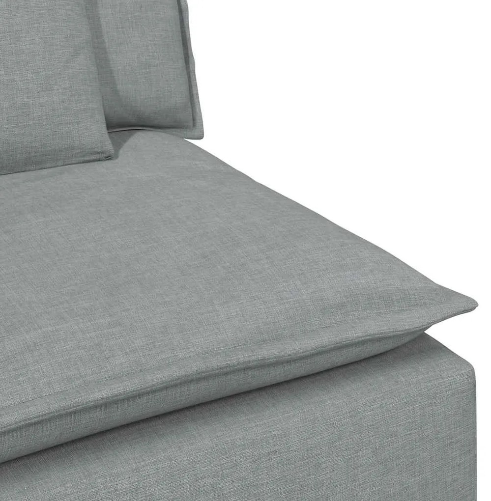 Sofá modular com pufes e almofadas cinzento-claro