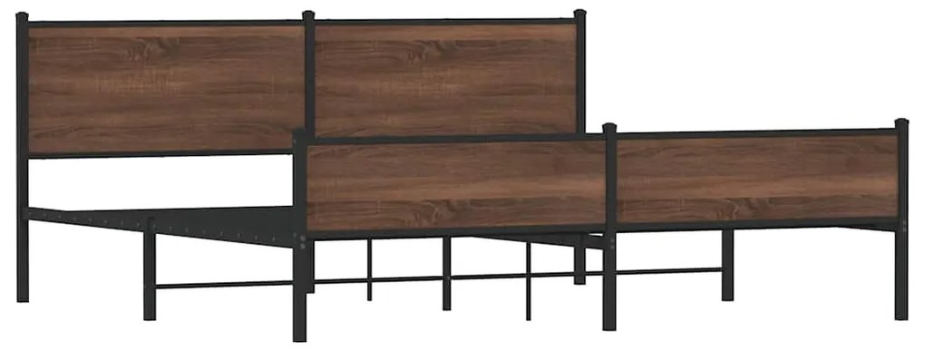 Estrutura cama sem colchão 200x200cm metal carvalho castanho