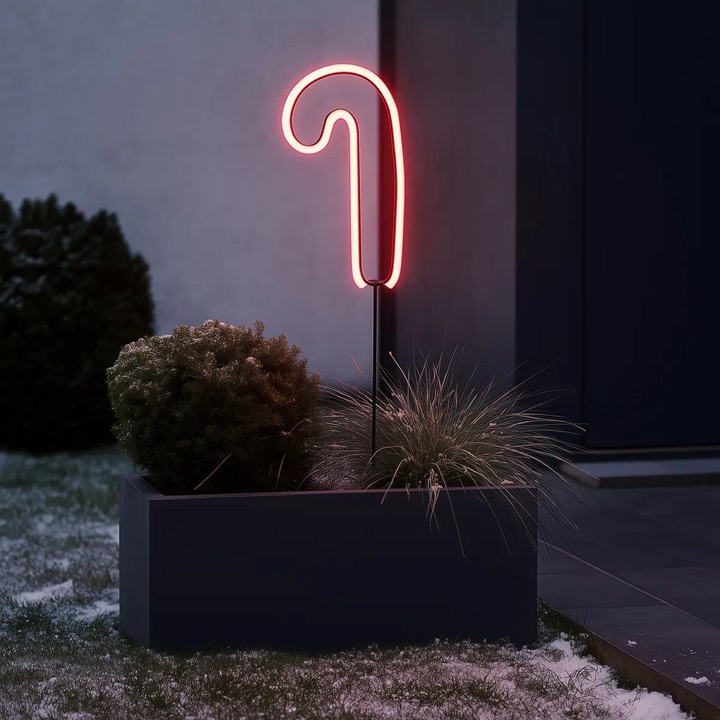 Luz de estaca de néon de Natal Bengala doce vermelha Incl. LED com temporizador IP44 - Fura
