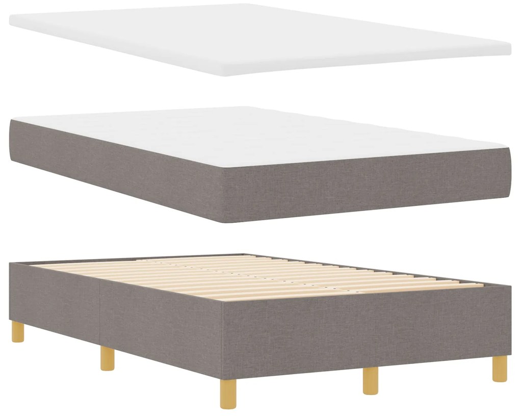 Cama Box Spring com Colchão Taupe 120x200 cm Tecido