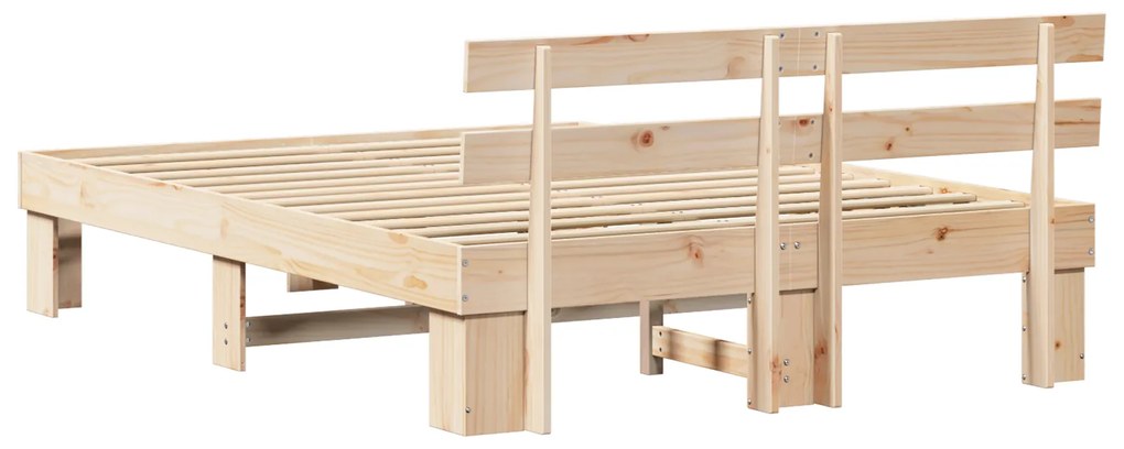 Estrado de Cama com Cabeceira 140x200 cm Madeira Maciça de Pinho