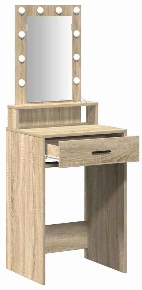Mesa de Maquiagem com Luzes LED - Carvalho Sonoma - 50x41x140 cm