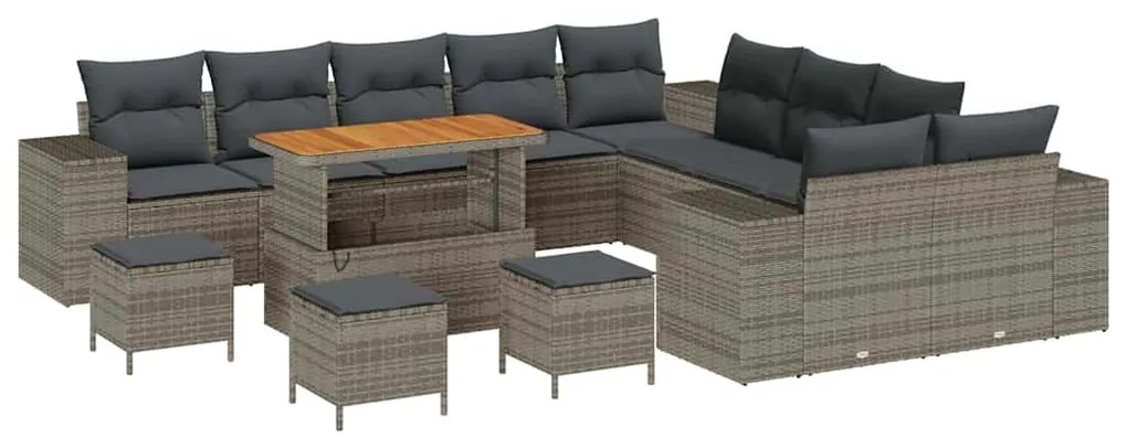 Conjunto de Sofá de Jardim vidaXL com Almofadas Cinza Rattan Sintético