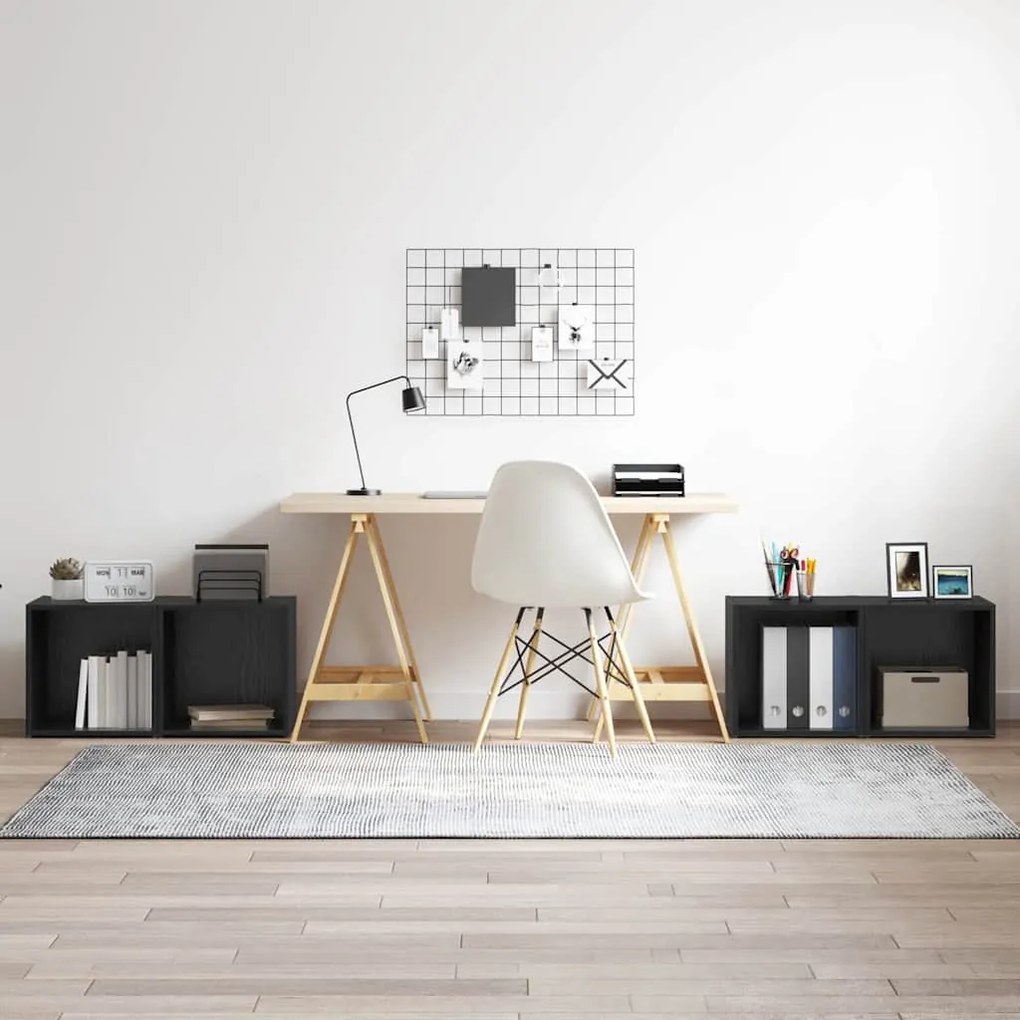 vidaXL Armários de TV - 4 pcs, Carvalho Preto, 37x35x37 cm, Madeira de Engenharia