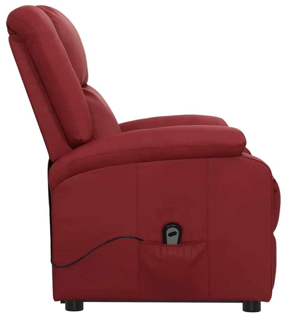 Poltrona elevatória couro artificial vermelho tinto